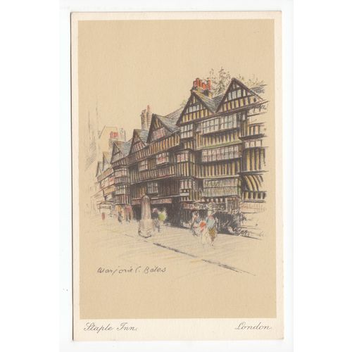 Staple Inn Art Postcard London Artist Signed Marjorie C Bates