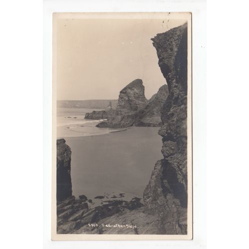 Bedruthan Steps Cornwall 1934 Postcard Publisher A H Hawke Helston 5009