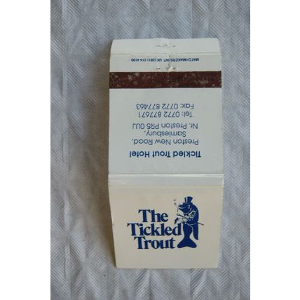 Matchbook cover Tickled Trout Hotel, preston New Road, Samlesbury