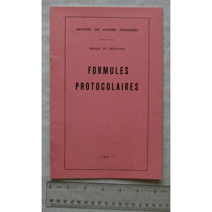 1960 Ministere des Affaires Etrangeres, Service Formules Protocolaires