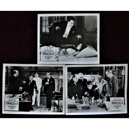 DRACULA (1931) original re-issue UK FOH cards * Villarias*