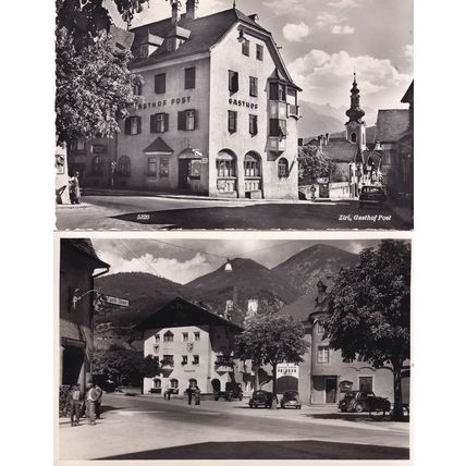 Zirl Hotel Gasthof Post 2x Austria Real Photo Old Postcard s