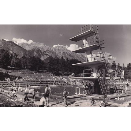 Solbad Hall Hotel Swimming Pool Austria Real Photo Postcard
