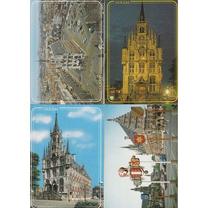 Gouda Gotisch Stadhuis incl Night Illuminations 4x Holland Postcard s