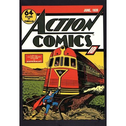 Superman Stopping Train 1939 Action Comics Book Cover Postcard