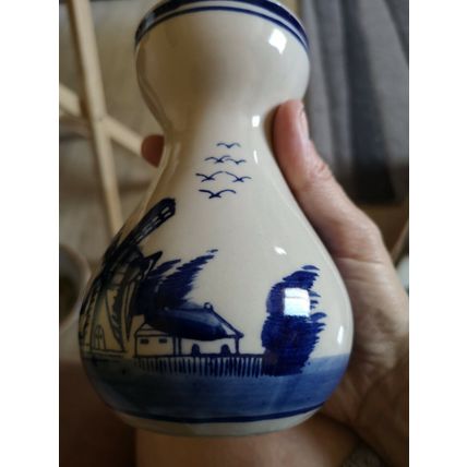 Vase Blue And White Windmill Scene