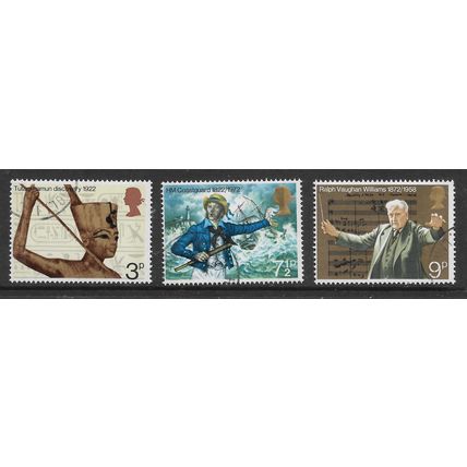GREAT BRITAIN 1972 GENERAL ANNIVERSARIES SG 901 / 903 SET 3 VALS FINE USED #4