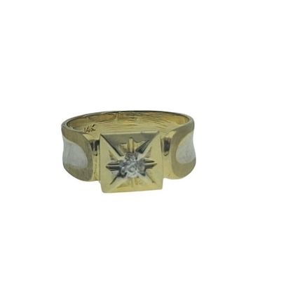 New Solid Real 14k Yellow Gold Men Ring Round CZ Stone 5.1 Grams Size 10.5