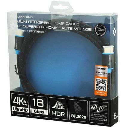 6 ft. BlueDiamond Premium HDMI 4k UltraHD Certified Cable with Ethernet - Black/