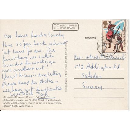 GB Postcard 1983 - St. Just-In-Roseland Church, Cornwall