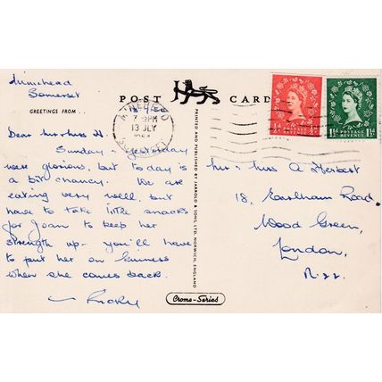 Selworthy Somerset Postcard posted 1954 VGC