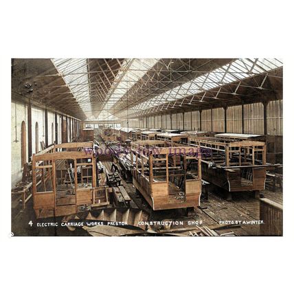 ptc3114 - Lancs. - Electric Carriage Works Preston, Construction Shop, print 6x4