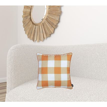 Set Of 2 18" Fall Season Pumpkin Gingham Throw Pillow Cover