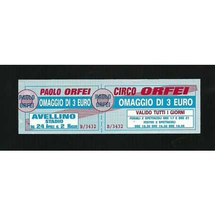 Biglietto Ingresso Circo - Orfei - misura cm. 13x4