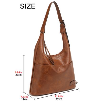 Women Vegan Leather Top Handle Shoulder Purses and Handbags Brown