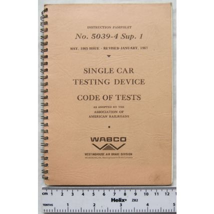 1967 Westinghouse Single Car Testing Device Instructions no.5039-4