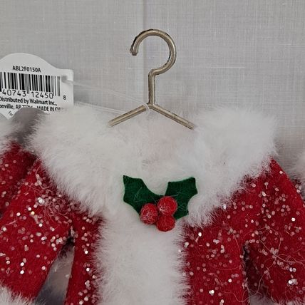 NEW Lot 3 SANTA SUITS 6" Christmas ORNAMENTS Holiday Time Mrs Claus Jacket
