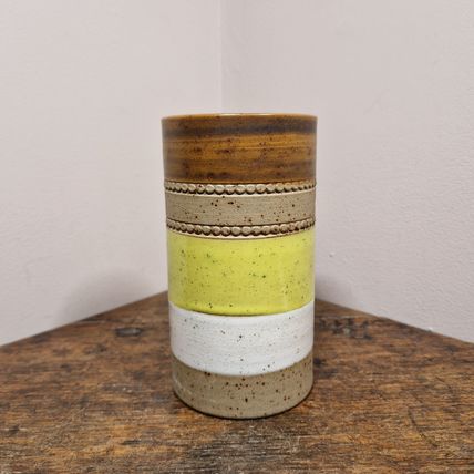 Vintage 1970s Denby Yellow Potters Wheel Vase
