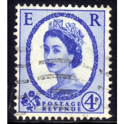 GB 1958 QE2 4d Ultramarine Wilding used SG 576 Wmk 179 ( B960 )