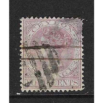 CEYLON 1872-80 QUEEN VICTORIA WATER MARK CROWN CC 4c ROSY-MAUVE USED SG123