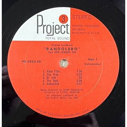BANDOLERO! original 1968 Jerry Goldsmith gatefold soundtrack record album
