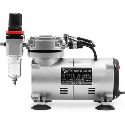 Pointzero 1/5 HP Airbrush Compressor with Regulator, Gauge and Water Trap - Quie