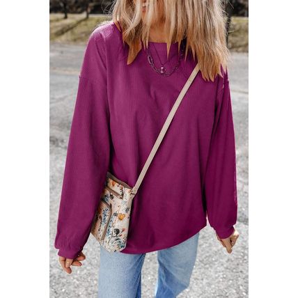 Festival Fuchsia Ribbed Corduroy Oversized Sweatshirt