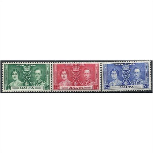 Malta 1937 Coronation Set SG214-216 Mounted Mint .. .