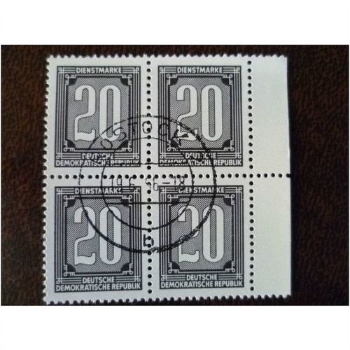 East Germany 1956 Official Numerals 20pf block fine used stamps SGEO259 Rostock