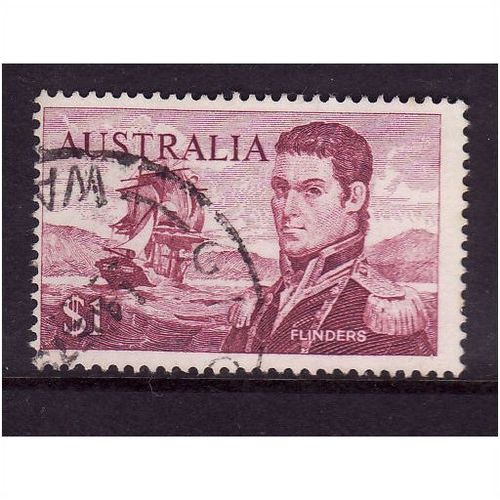 AUSTRALIA 1969 SG 401 $1 FLINDERS BROWN PURPLE FINE USED#3
