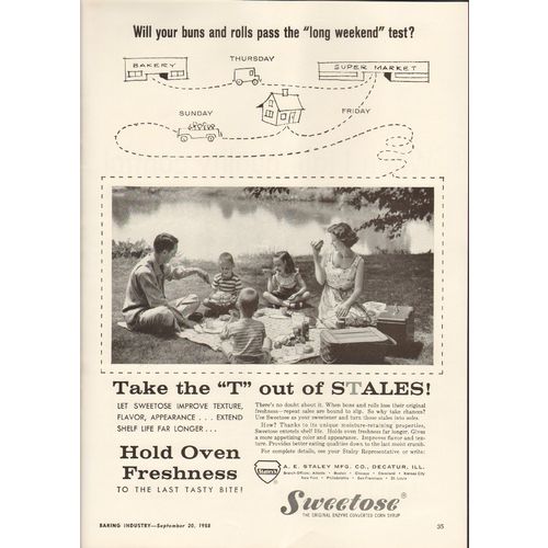 a e staley mfg company 1959 buns rolls long weekend baking vintage ad