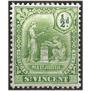 St Vincent 1909 SG102 1/2d Green Mounted Mint . ..