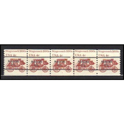 1898Ab 4c Stagecoach Fine MNH Dry Gum PNC 5/5 Line Gap AA0060