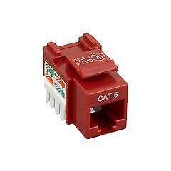 Cat6 Keystone Jack, Red, RJ45 Female to 110 Punch Down