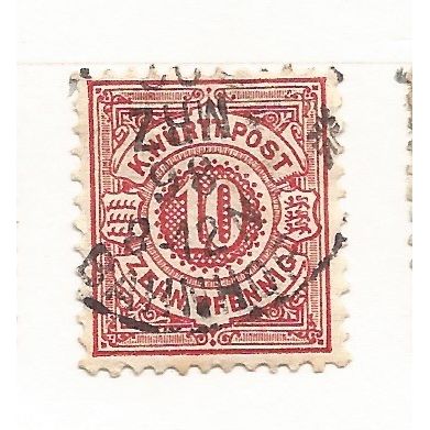 Wurttemberg 1875 10pf red, used. SG93