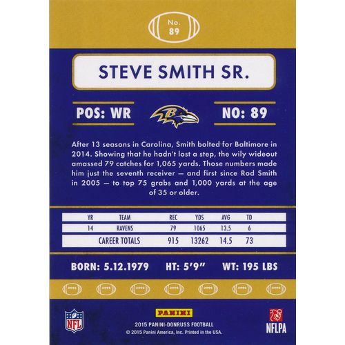 2015 Donruss Football 89 Steve Smith Sr. Baltimore Ravens