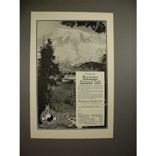 1927 Northern Pacific Railway Ad - Vacation in Ranier