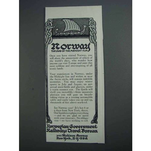 1927 Norwegian Government Railways Ad - Midnight Sun