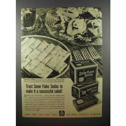 1940 Nabisco Snow Flake Sodas Cracker Ad - Salad