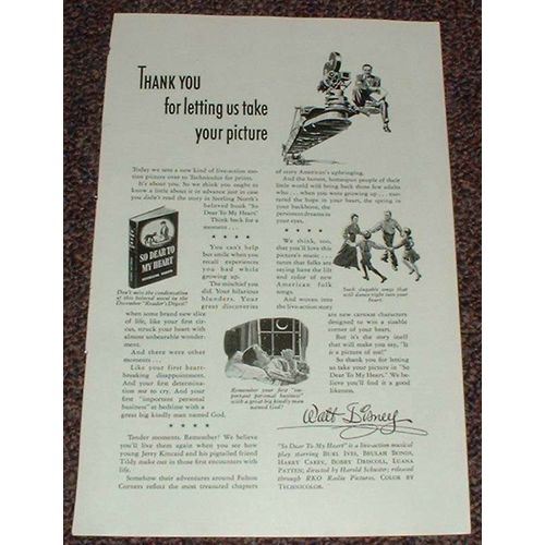 1948 Walt Disney Movie Ad for: So Dear to My Heart!