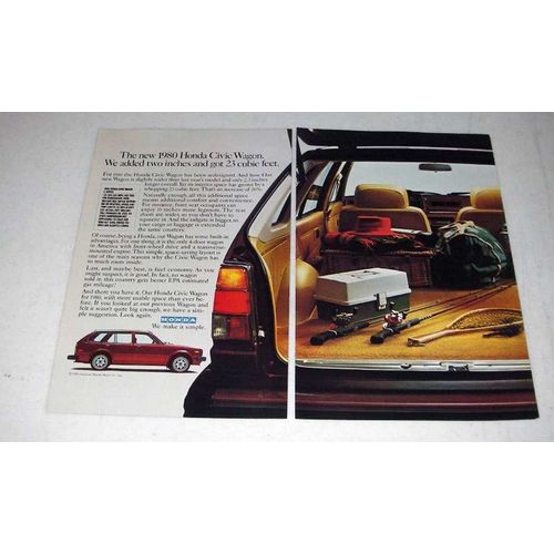 1980 Honda Civic Wagon Car Ad - Added 23 Cubic Feet!