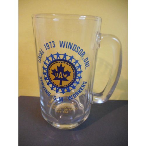 UAW,United Auto Workers Local 1973,Windsor Ontario,Canada,Union Beer Mug