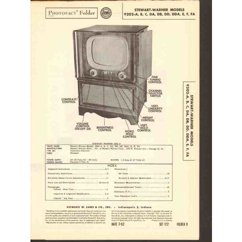 STEWART-WARNER model 9202-xx series TV receiver Sams Photofact manual