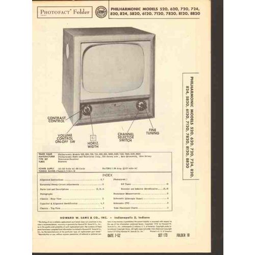PHILHARMONIC models x20 xx20 television receiver Sams Photofact manual