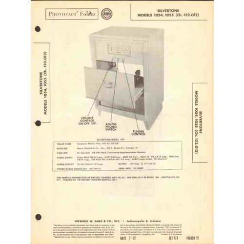 SILVERTONE model 1054 1055 AM FM radio phono Sams Photofact manual