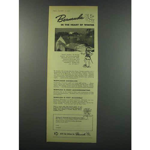 1957 Bermuda Travel Information Ad - Bermuda in the heart of winter