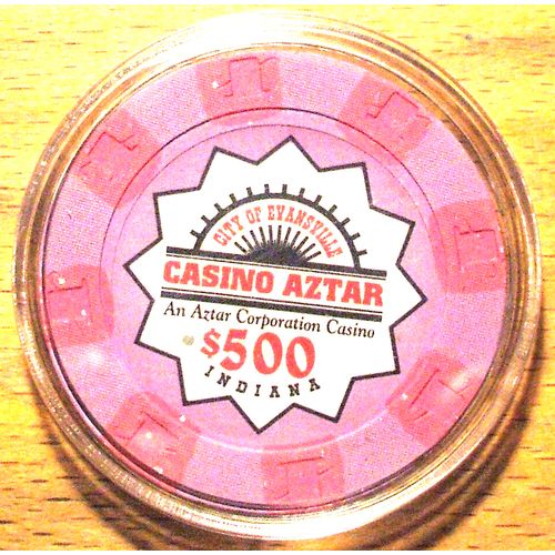 Casino Aztar $500. Casino Chip - Evansville, Indiana - 1995 - Secondary Chip