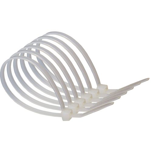 300mm x 4.8mm White Heavy Duty Nylon Coloured Cable Ties - Pack of 100)