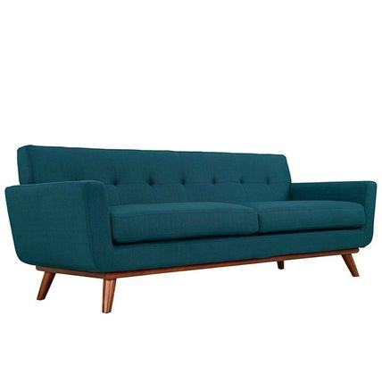 Mid Century Classic Fabric Sofa 90” Wide In Bright Red, Azure Blue Citrus Yellow