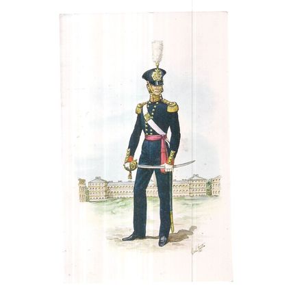 OFFICER ROYAL MARINES ARTILLERY 1844 uniform postcard R. M. Museum, Portsmouth =